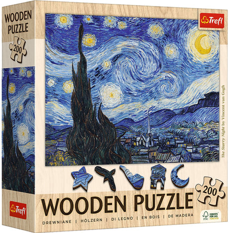 Trefl puslespil - den stjerneklare nat - vincent van gogh - 200 xl brikker.