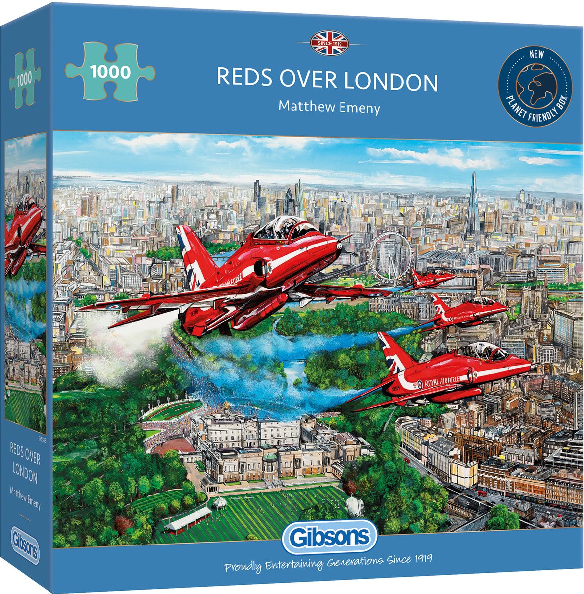 Gibsons - reds over london (af matthew emeny) - 1000 brikker 68×49cm (b×h) - puslespil for voksne