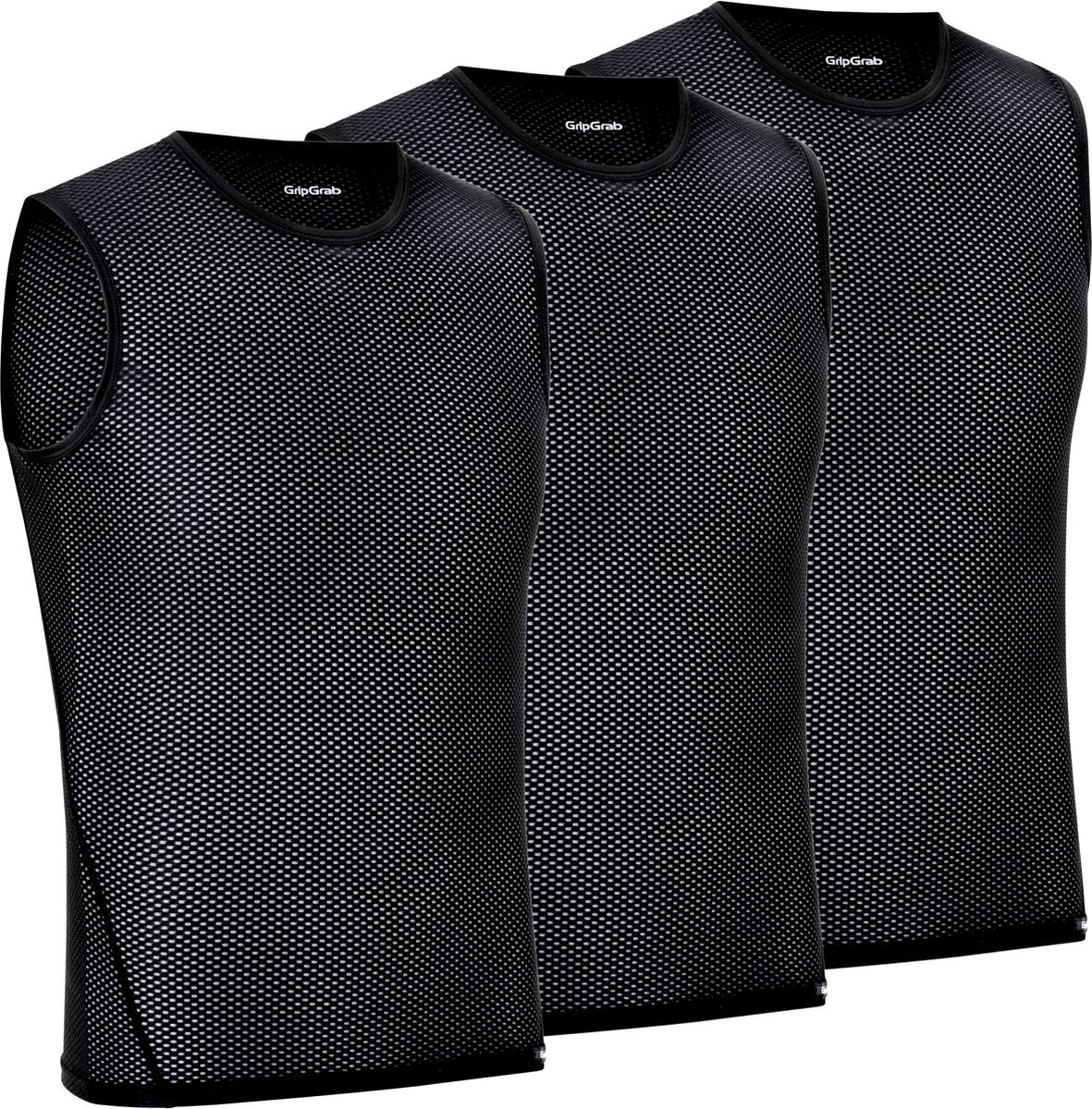 Gripgrab - ultralet 3pack mesh ærmeløs baselag sommer cykelundertrøje polygiene sweatshirt - sort - herre - størrelse xxl