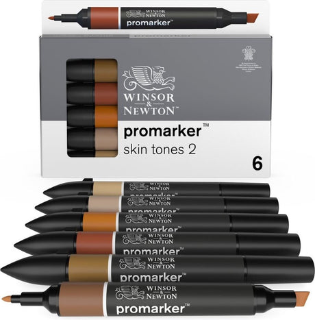 Winsor Newton 0290115 Promarker™ 6 Hudfarver Sæt 2 | professionelle layout markører alkohol markører