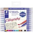 Staedtler designrejse - kalligrafi pen duo point - sæt med 12 stk