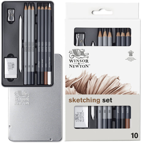 Winsor Newton 0490010 Studio Collection Grafit kulblyanter sæt 10 stykker – skitsere og tegne blyanter med tilbehør