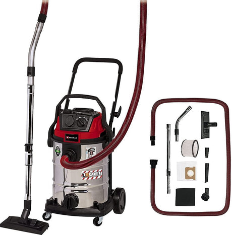 Einhell te-vc 2340 sacl våd og tør støvsuger (burgunder rød rustfrit stål)