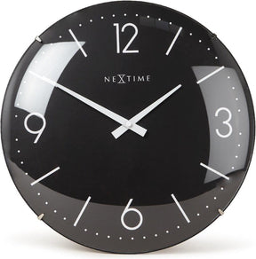Nextime basic dome – wandklok – 35 cm – bol glas – zwart