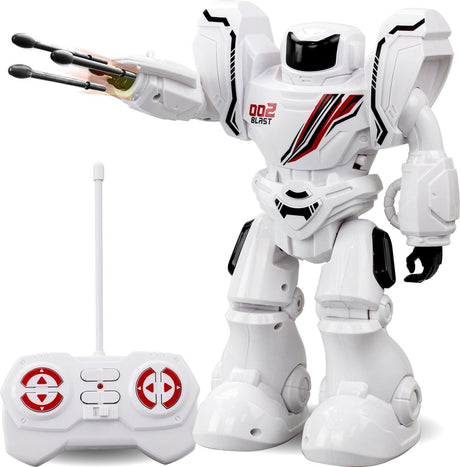 Silverlit robot robo blast one white - kontrollerbar legetøjsrobot med skydenæve - 26 cm høj