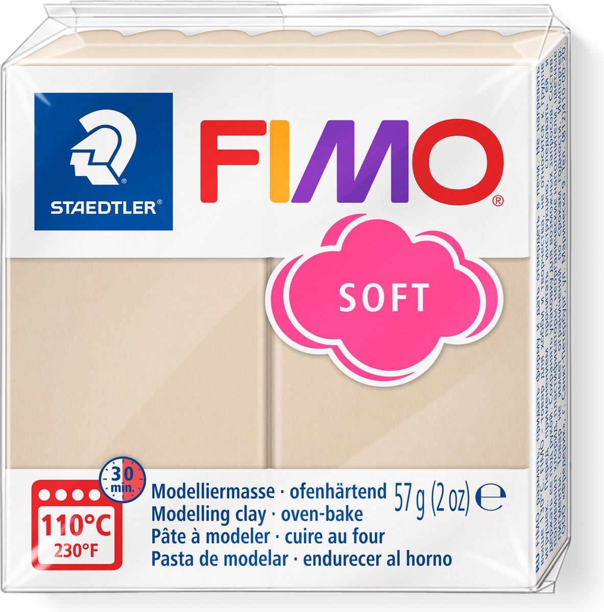 Fimo soft 8020 - ovnhærdende modellervoks - standardblok 57g - sahara