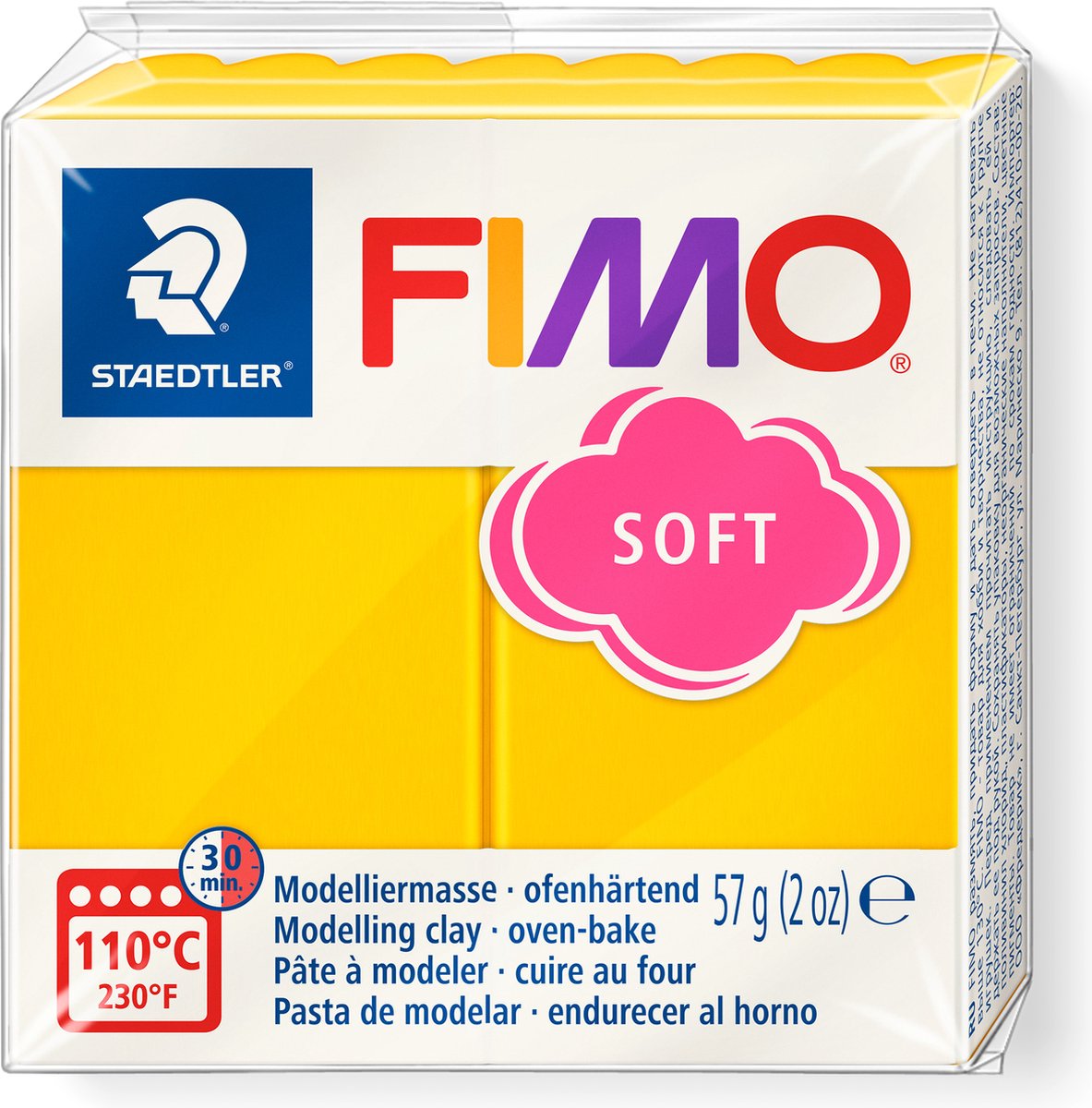 Fimo soft 8020 - ovnhærdende modellervoks - standardblok 57g - solnedgangsgul