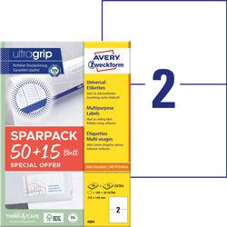 Avery -zweckform 6604 universaletiketter 210 x 148 mm papir hvid 130 stk. permanent klæbende ilc