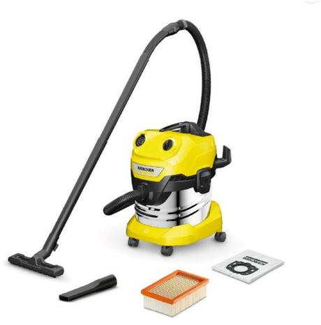 Kärcher wd 4 s v-20 5 22 våd- og tørstøvsuger - 1000 w - 20 liter - beholder i rustfrit stål - fladt plisseret filter
