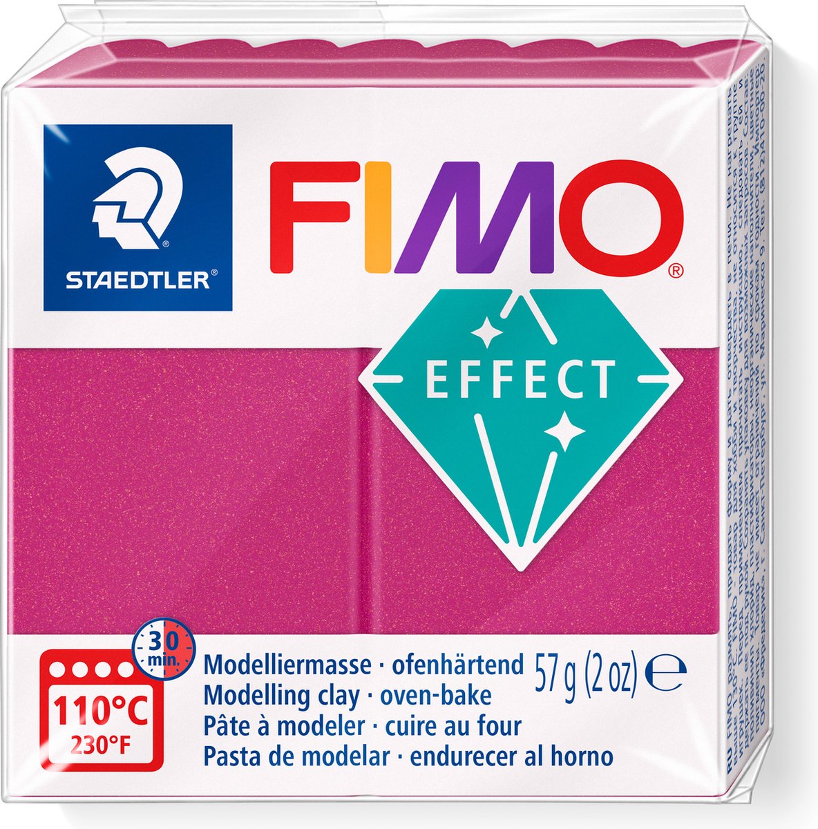 Fimo effekt ovnhærdende modellervoks standardblok 57 g - metallisk bordeaux