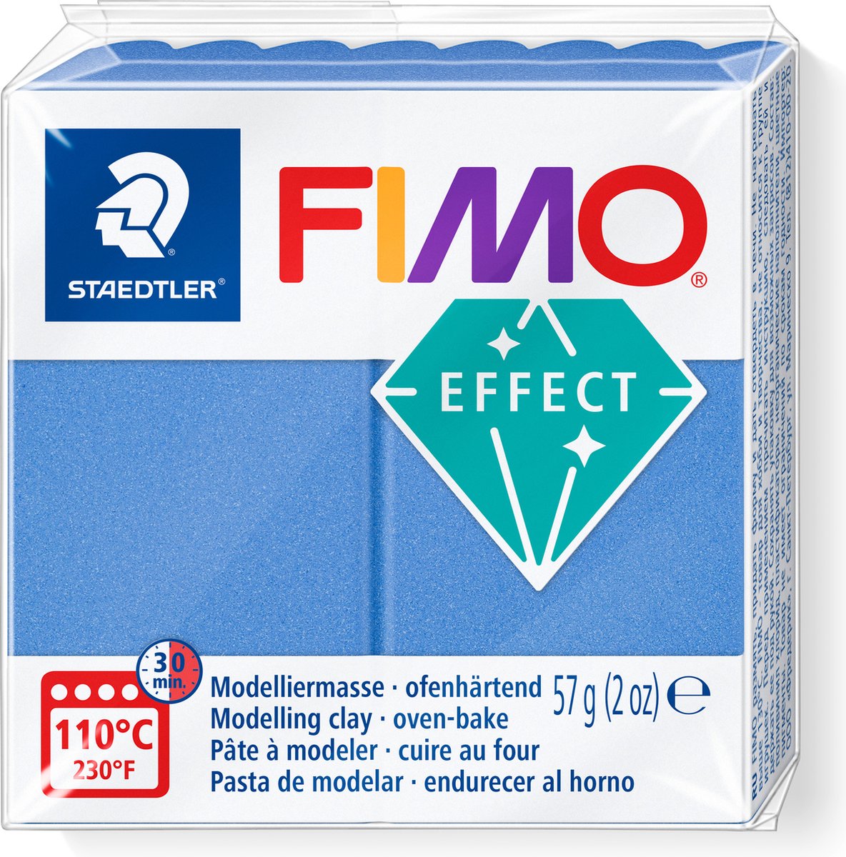 Fimo effekt ovnhærdende modellervoks standardblok 57 g - metallisk blå