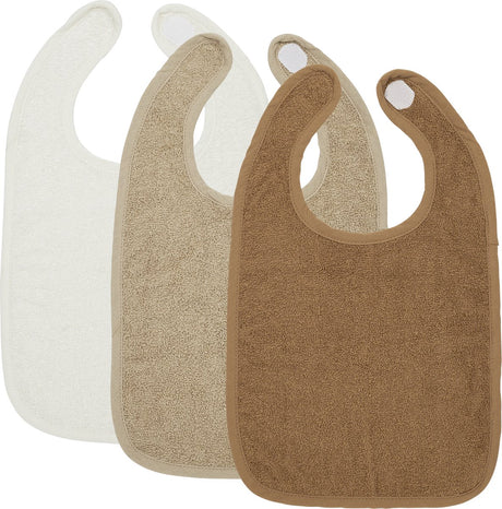 Meyco baby uni hagesmæk - 3-pak - frotté - råhvid sand toffee