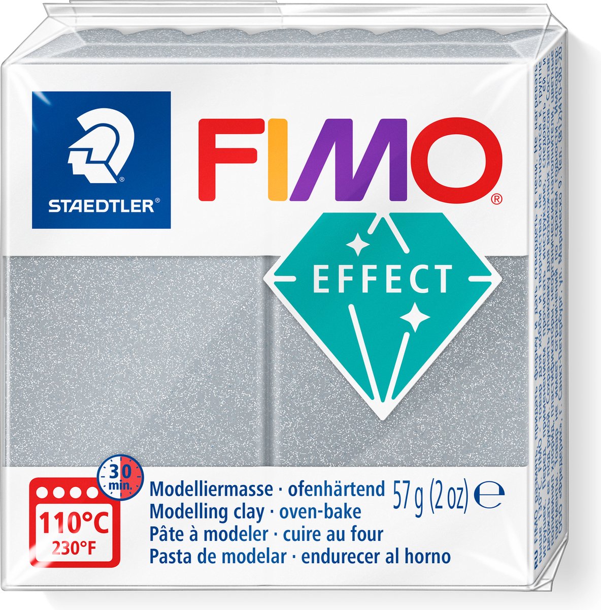 Fimo effekt modellervoks 57 g metallisk sølv