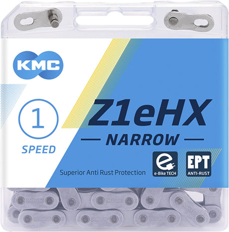 KMC Z1EHX Smal EPT Extra Long 128 Schakels E -Cykel lås - 7,8 mm pin - Dark Silver