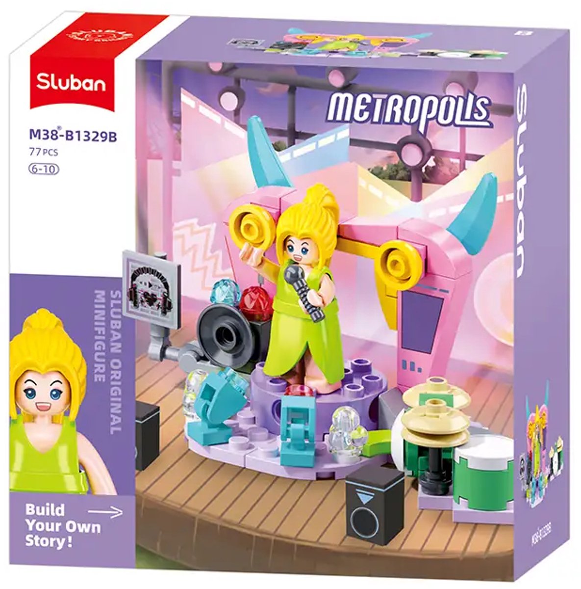 Sluban metropolis podium byggelegetøj til børn fra 6 år - byggelegetøj modelbygning - byggeboks med 77 byggeklodser - m38-b1329b