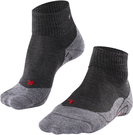 Falke tk5 kort anti-blister tyndt uld funktionsmateriale gåstrømper kvinder grå - str. 39-40