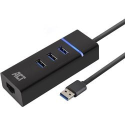 Act-tilslutning ac6310 USB-hub 3.2 med 3 USB-A-porte og Ethernet USB-hub (sort)