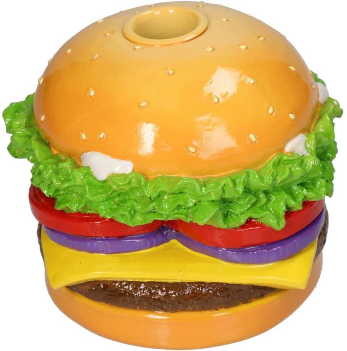 Hd collection kaarsenhouder hamburger polyresin 12x12x10cm