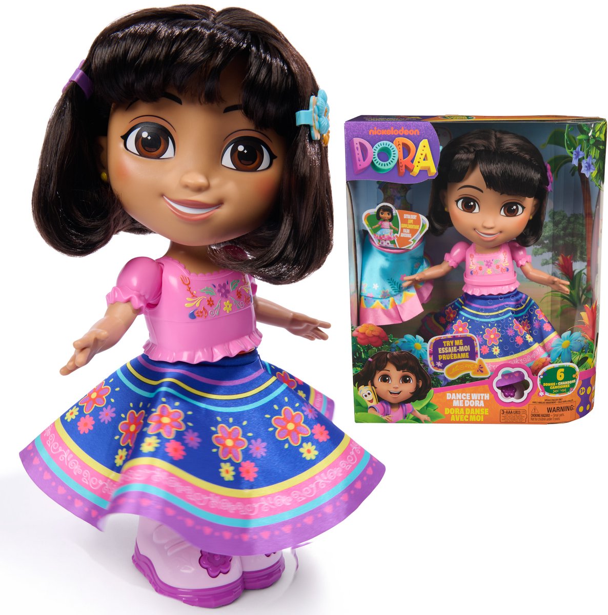 Dora the explorer dora - dans med dora, interaktiv dansedukke med 2 nederdele, tosprogede sætninger og musik