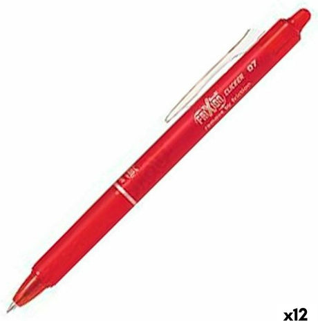 Pilot frixion kuglepen 0,7 mm clicker – æske med 12 stykker – rød