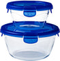 Pyrex - cook go schaal rond met deksel set van 2 stuks - borosilicaatglas - transparant -