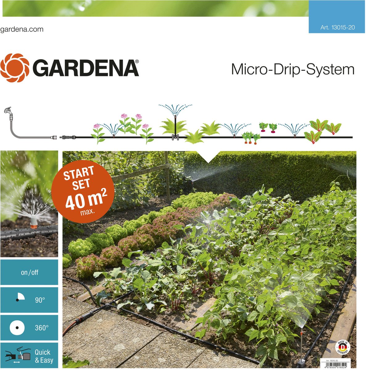 Gardena micro drypsystem blomsterbed og køkkenhave startsæt drypsystem - 25 meter