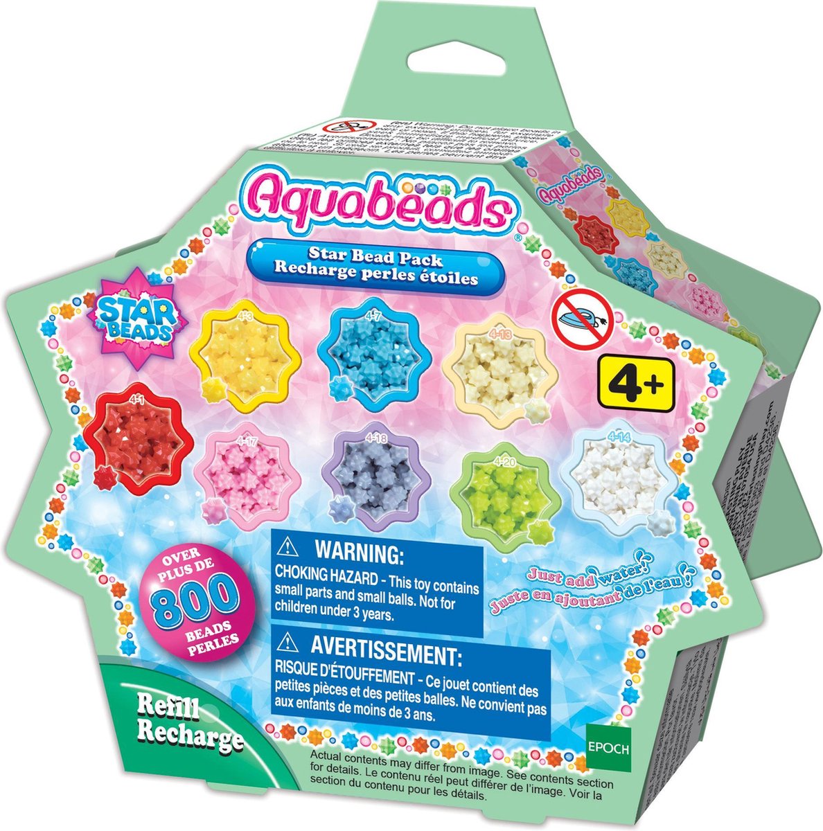Aquabeads refill stjerneperler - 800 perler i 8 farver