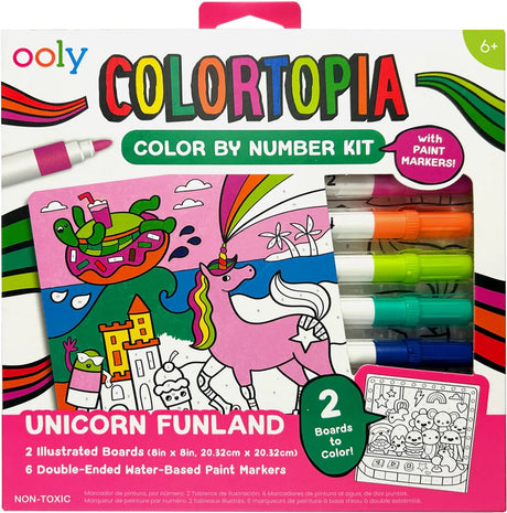 Ooly - colortopia - farve efter nummer - enhjørning funland