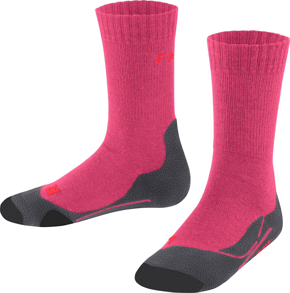 Falke tk2 anti-blister tykt uld funktionsmateriale gåstrømper børn rød - str. 31-34