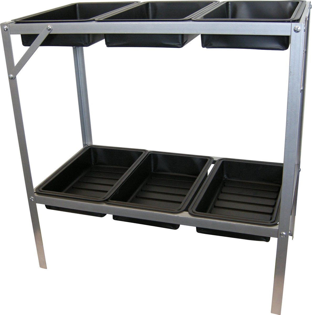 Natur - dyrknings- og pottebord - h77 x 77 x 40 cm - med 6 dyrkningsbakker