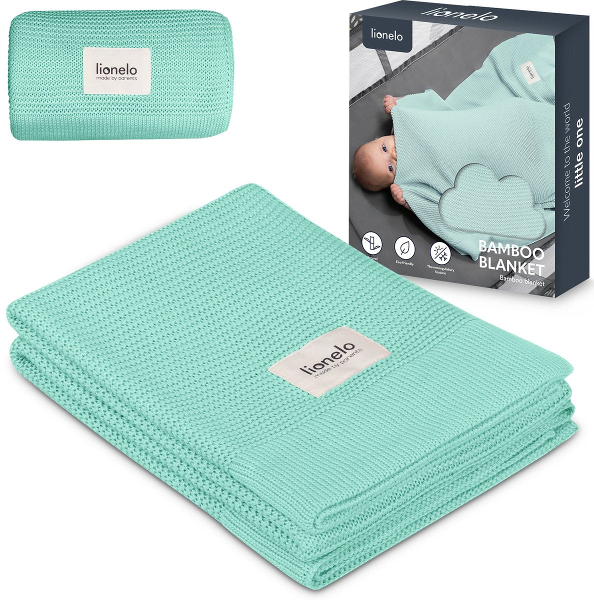 Lionelo bambustæppe - deluxe babytæppe - allergivenligt - antibakterielt - svampedræbende - 100% bambusbomuld - termoregulerende - blødt åndbart - bæredygtigt - vaskbart - fra fødslen - 100×75 cm