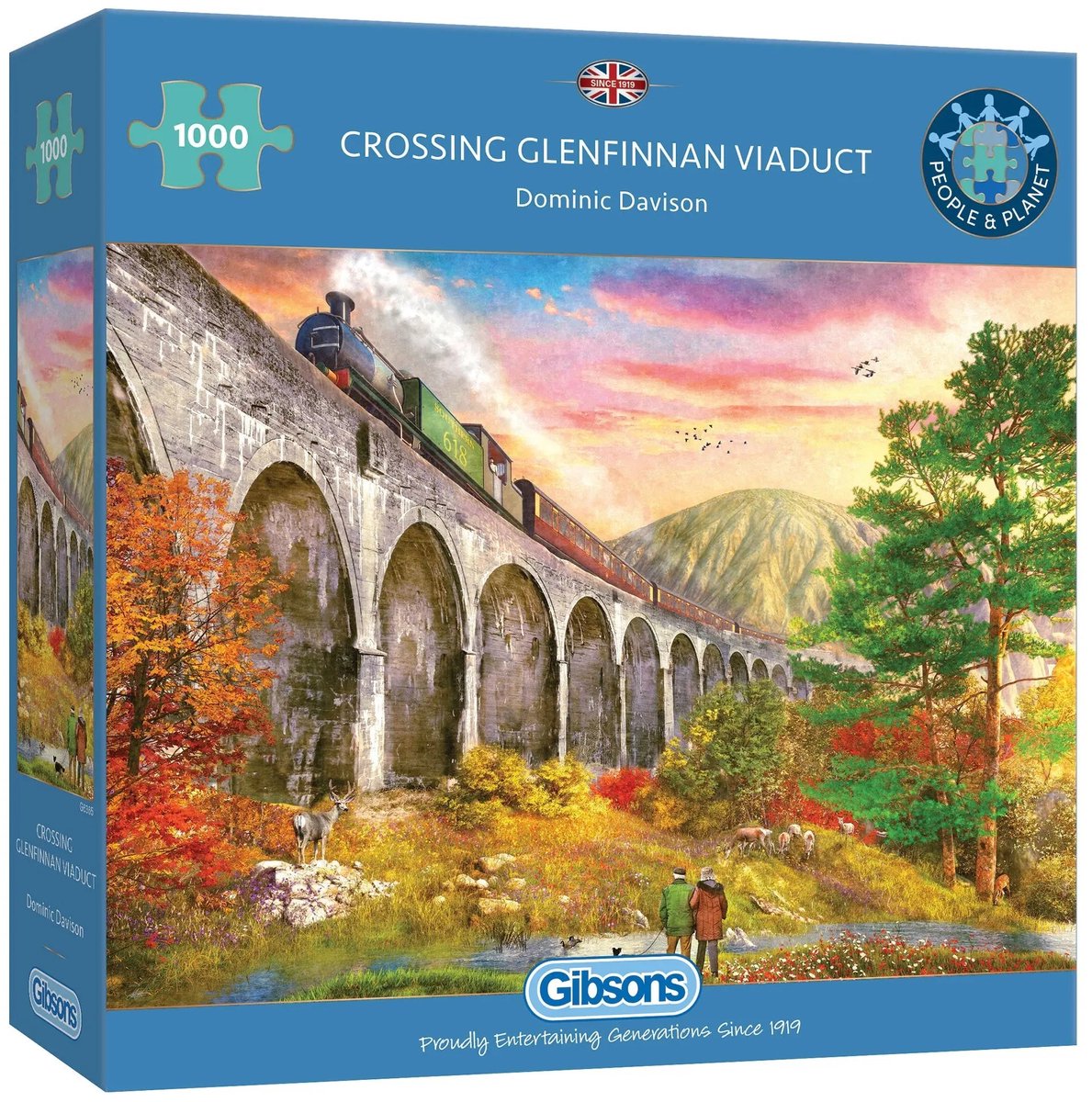 Gibsons - crossing glenfinnan viaduct (af dominic davison) - 1000 brikker 68×49cm (b×h) - puslespil for voksne
