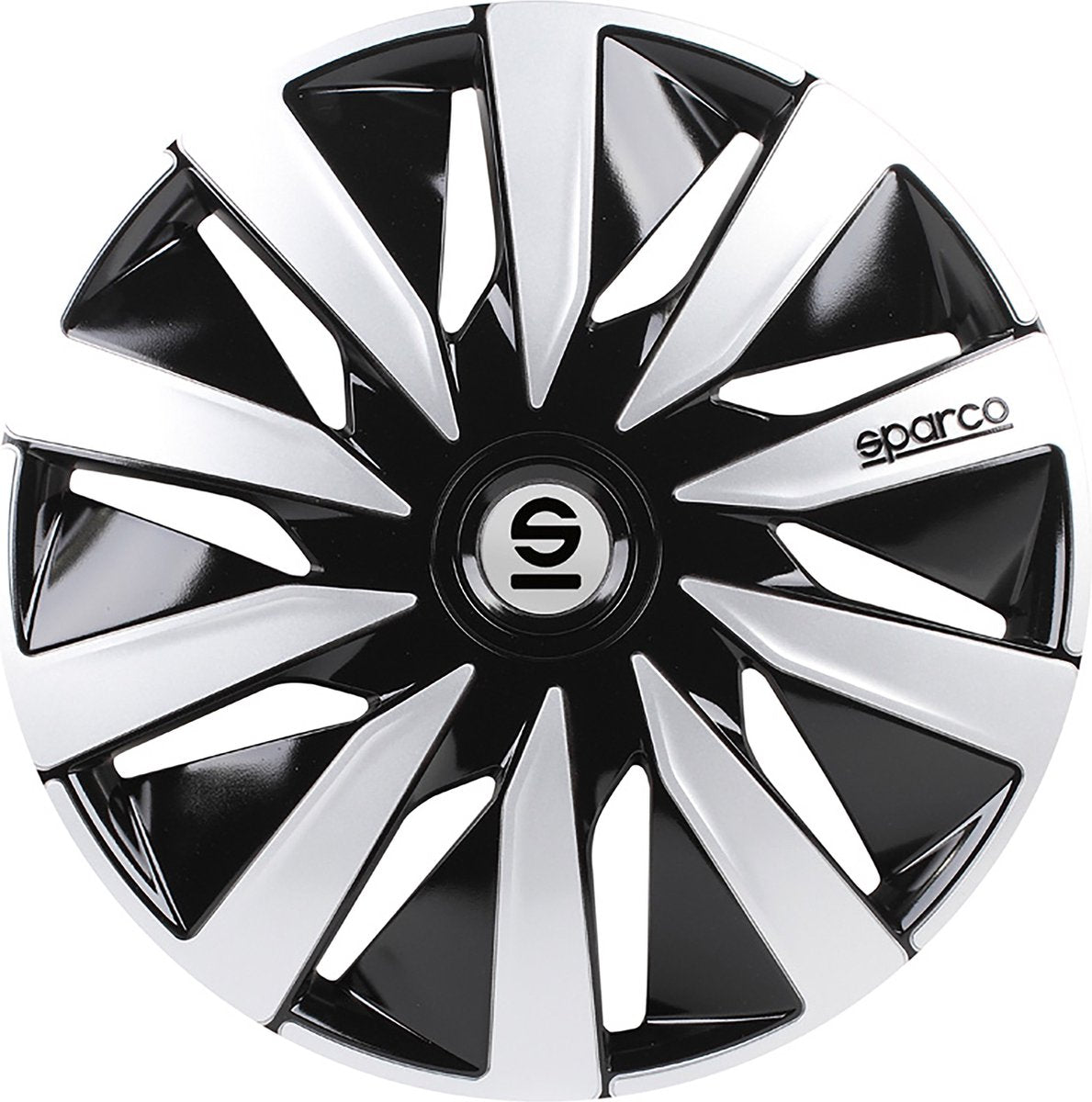 Sparco hjulkapsler lazio 13 tommer sort sølv - 4 stk