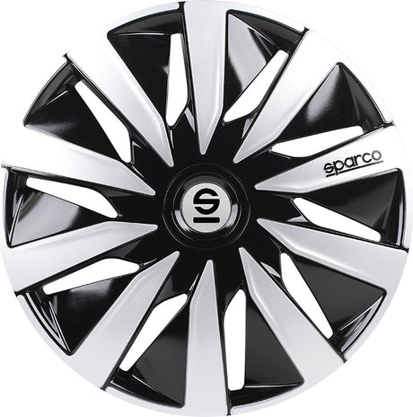 Sparco hjulkapsler lazio 13 tommer sort sølv - 4 stk