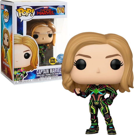 Funko pop! marvel: kaptajn marvel - kaptajn marvel (neondragt) (glød i mørket) (særudgave)