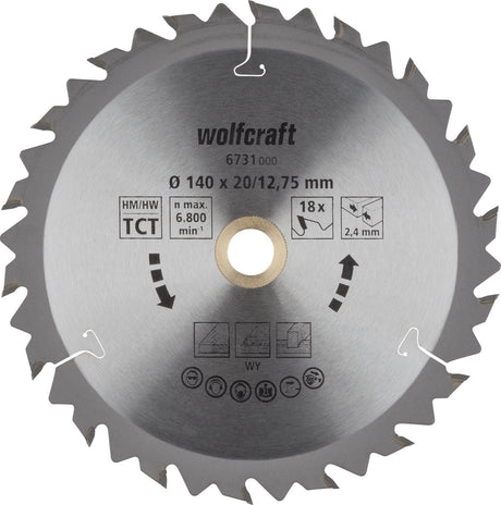 Wolfcraft - rundsavklinge 140x12,75mm - 18 tænder - savklinge til rundsav - brun serie - 6731000