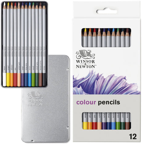 Winsor Newton 0490012 Studio Collection farveblyanter sæt 12 stykker - Dikores voksbaserede tegneblyanter i metalblik