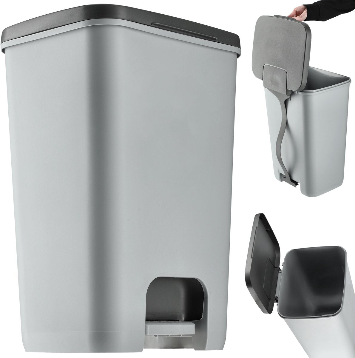 Curver essentials pedalspand - 40l - sølv antracit