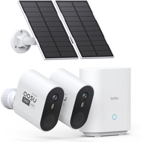 Aosu solarcam system max - 2 sikkerhedskameraer - 2k opløsning - solenergi - trådløs - 32GB