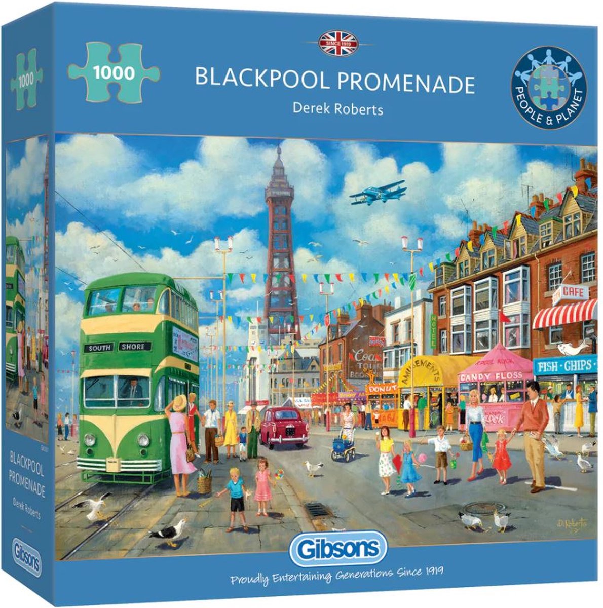 Gibsons - blackpool promenade (af derek roberts) - 1000 brikker 68×49cm (b×h) - puslespil for voksne