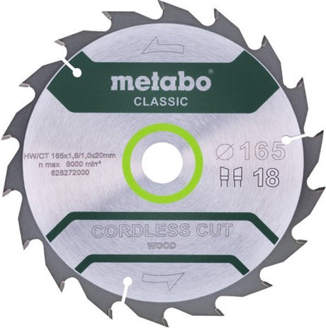 Metabo rundsavklinge hw ct 165x20, 18 wz 20°, klassisk