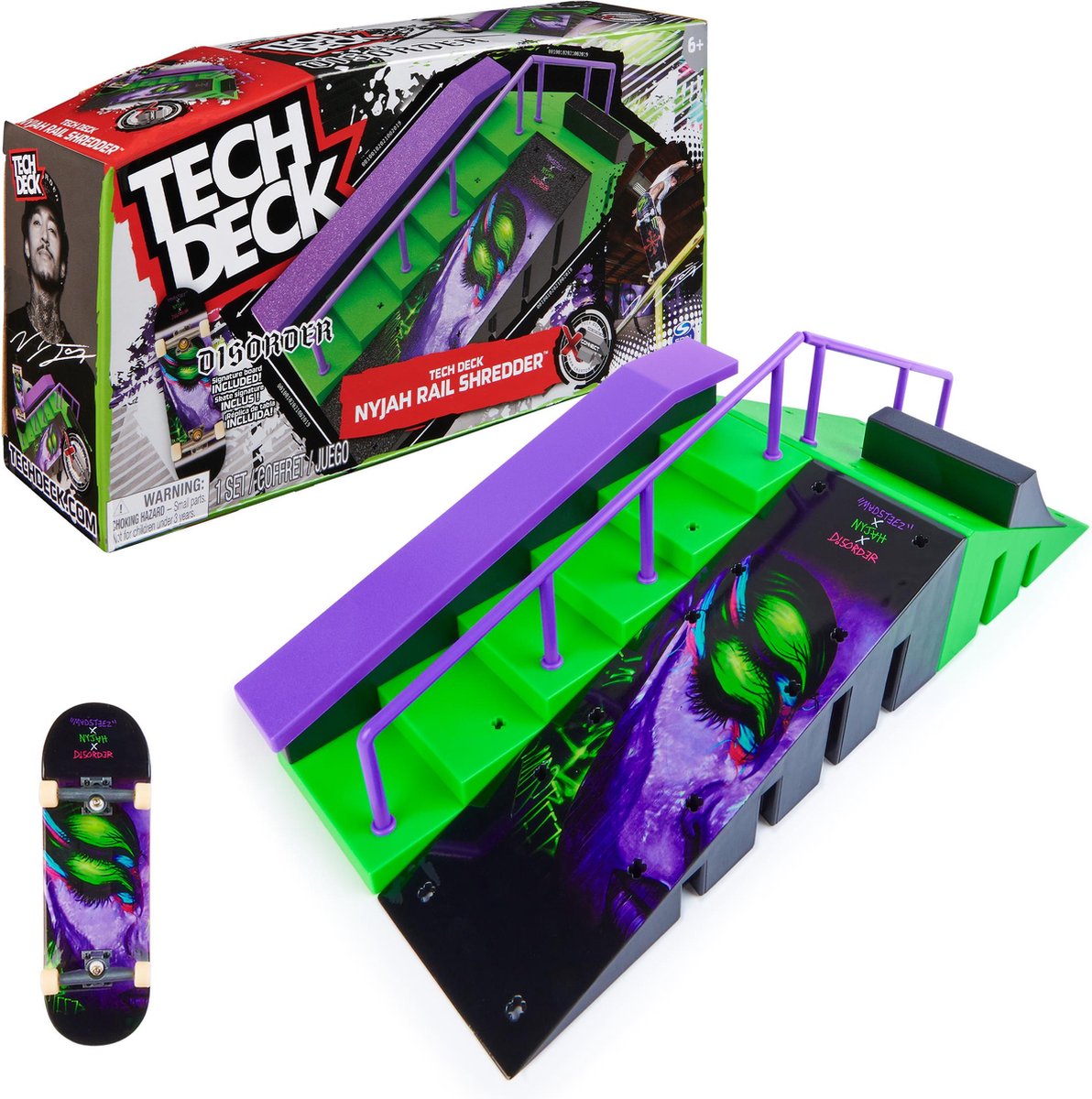 Tech deck x-connect - nyjah rail shredder skatepark - aanpasbare ramp met uniek vingerskateboard