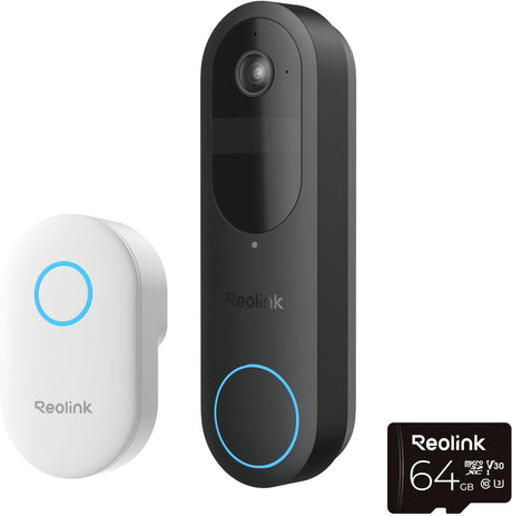Reolink 2k 4mp batteri dørklokke - smart detektionsklokke inkluderet - 2,4 5ghz wifi - nattesyn - tovejs samtale - d340b med klokkespil+64gb sd-kort