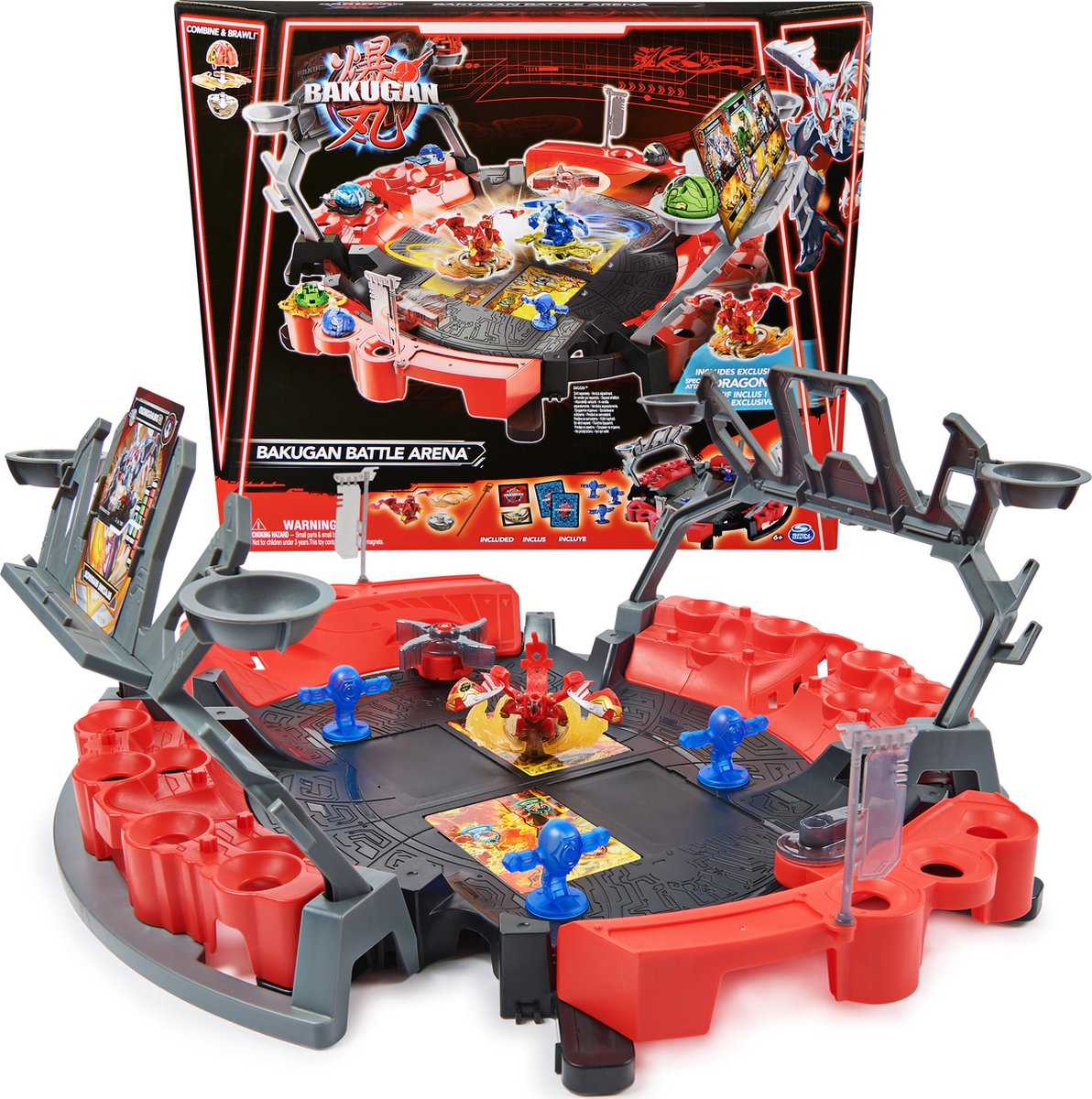 Bakugan - kamparena med unik speciel angrebsdragonoid - snurrende actionfigur med legesæt