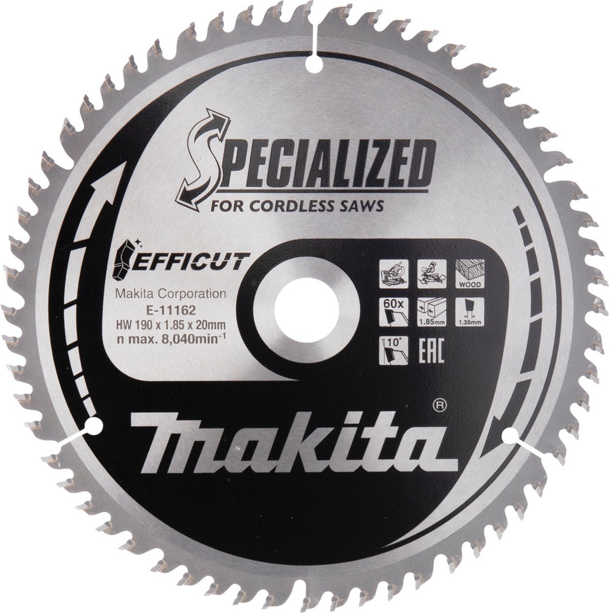 Makita e-11190 tværskåret savklinge træ | effektiv | 190x20mm | 60 tænder