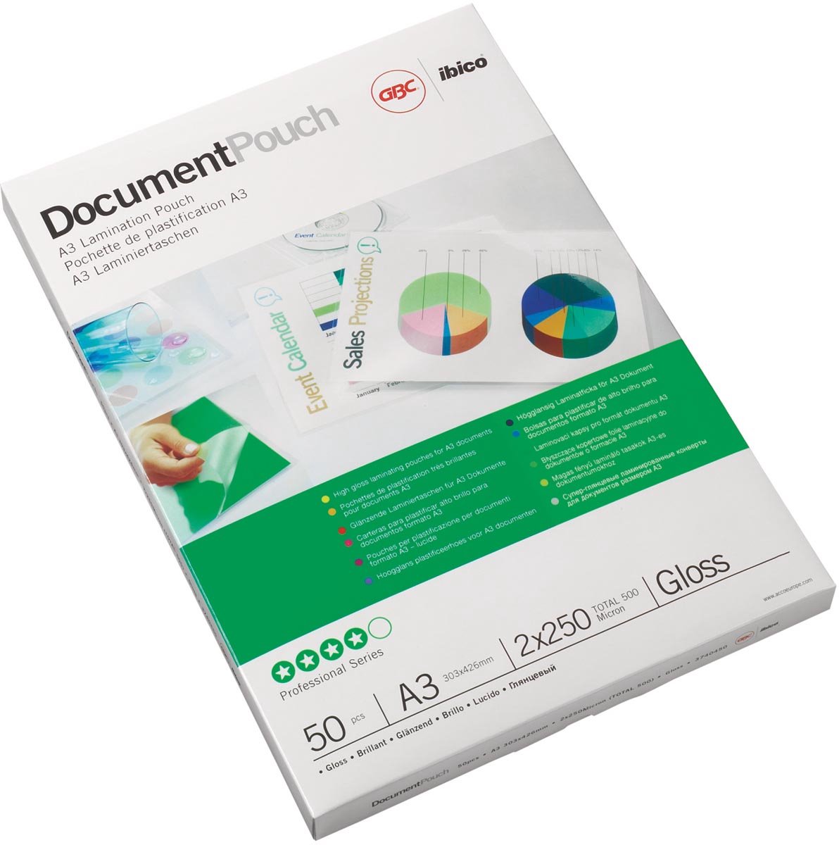 Gbc lamineringspose - a4 format - 2x37,5 mikron - pakke med 200 stk.