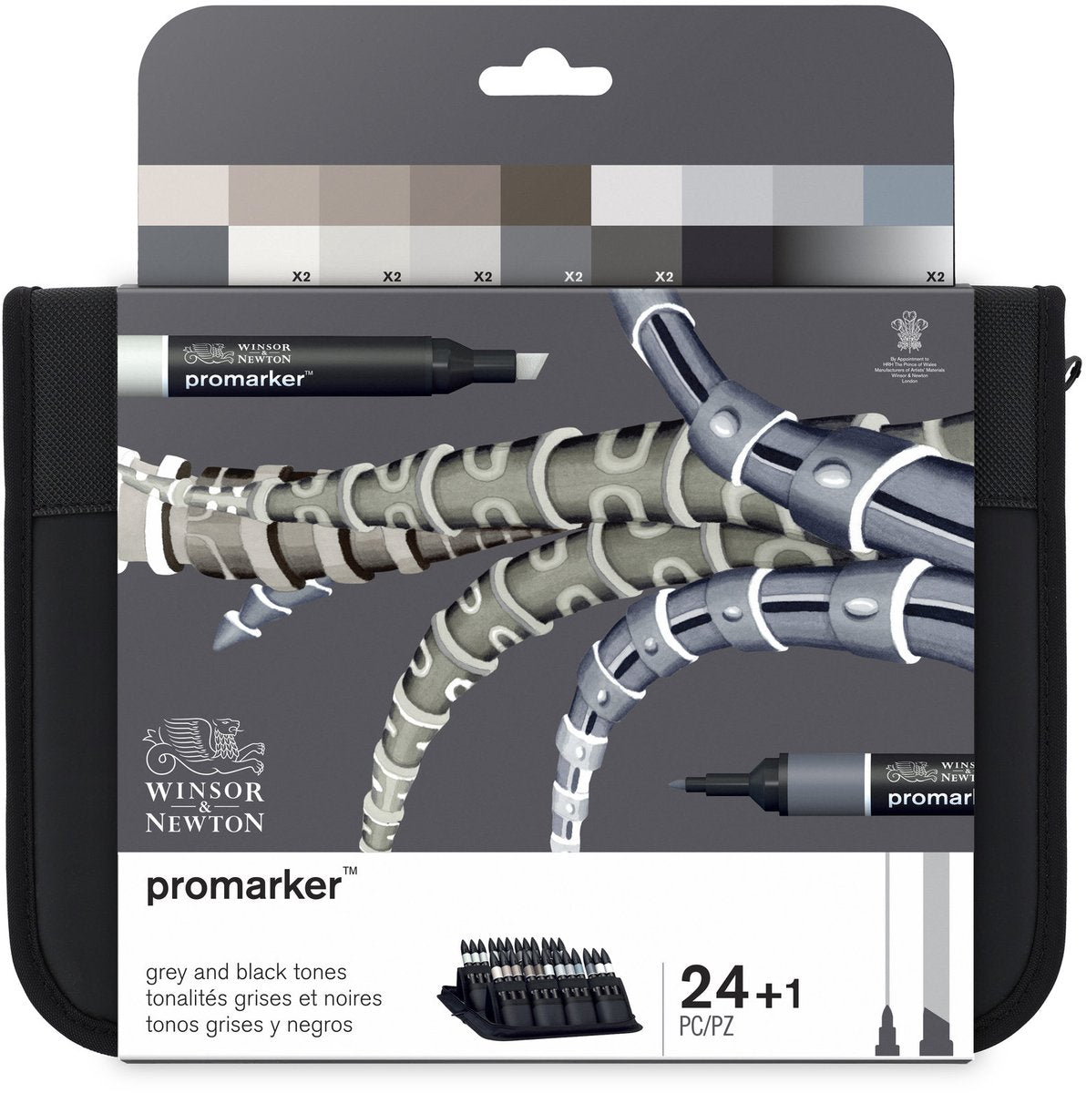 Winsor newton 0290081 promarker™ 24 sorte grå | professionelle layout markører alkohol markører