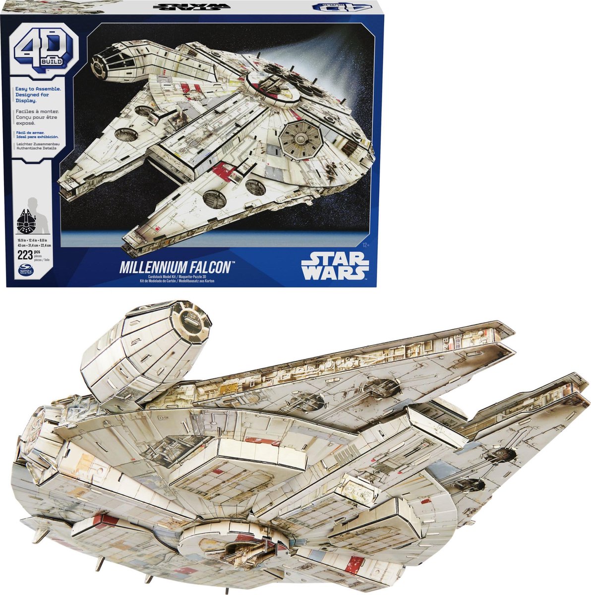 4d build star wars - millennium falcon - 3d puslespil - 223 brikker - papbyggesæt