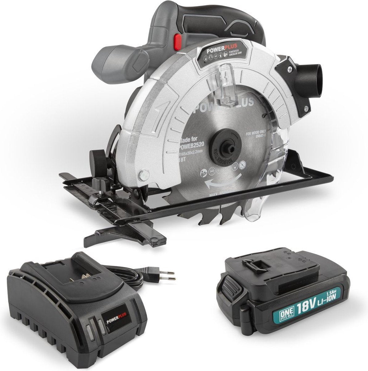 Powerplus powebcss1 rundsav - 18v ã˜ 165mm - inkl. batteri 18v 1,5ah + oplader