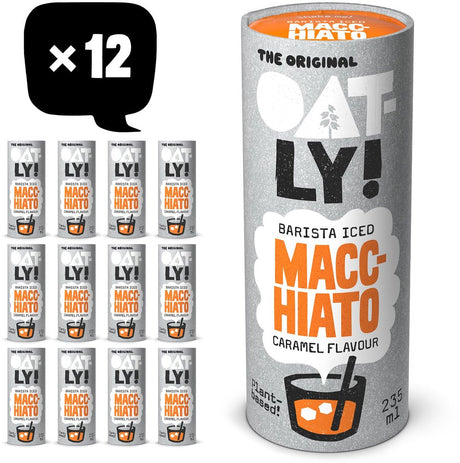 Oatly! oatly oats barista iskaramel macchiato - 12x235ml - plantebaseret iskaffe - kaffe - værdipakke